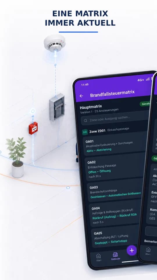Ansteuerungsmatrix auf dem Mobilgerät