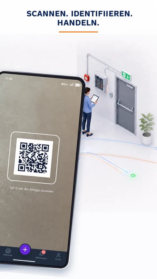 QR-Code scannen, um eine Anlage zu identifizieren