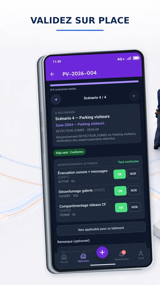 Valider un test intégral directement sur place